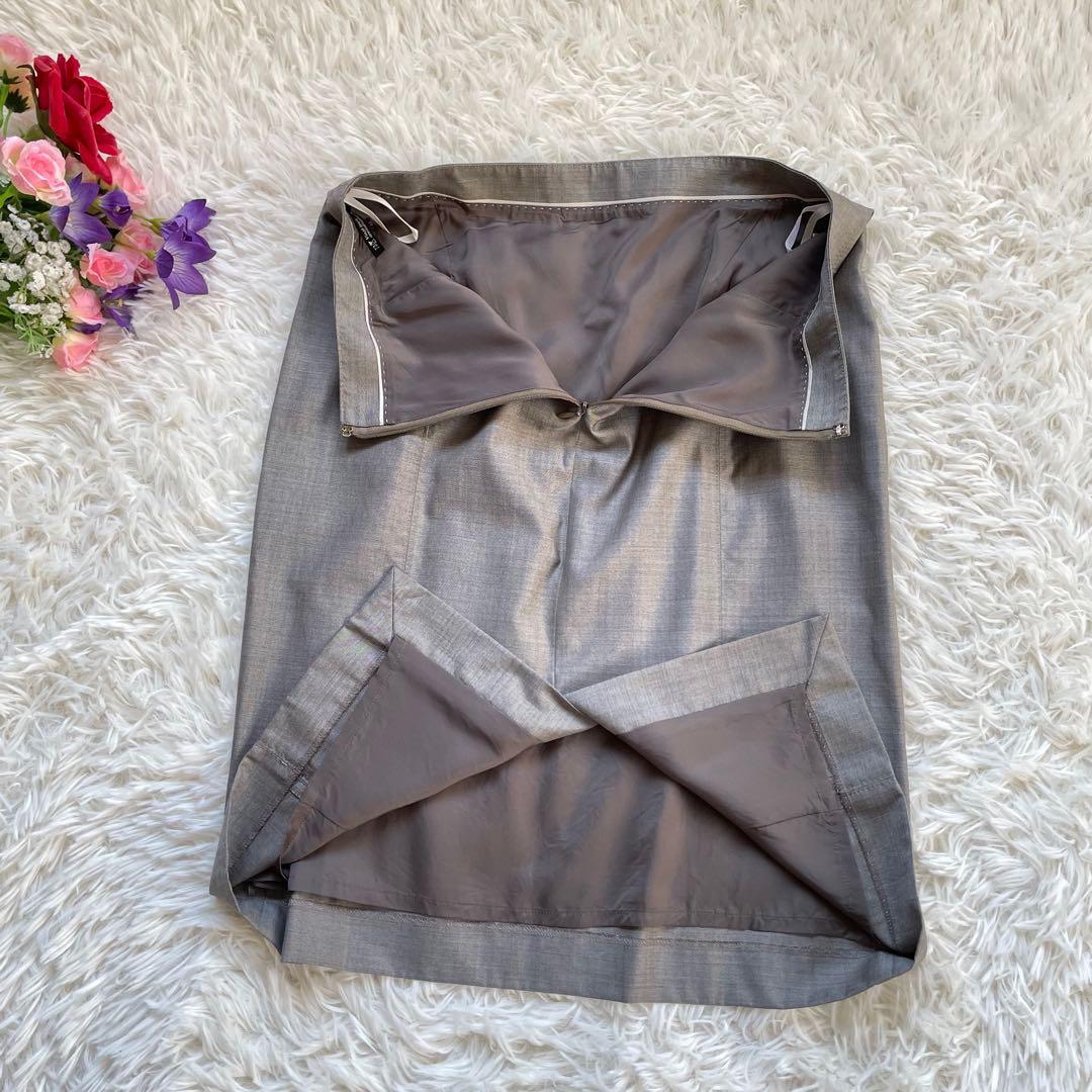 大きいサイズ23区イタリア生地マルゾットウールシルクグレースカートスーツ上下44