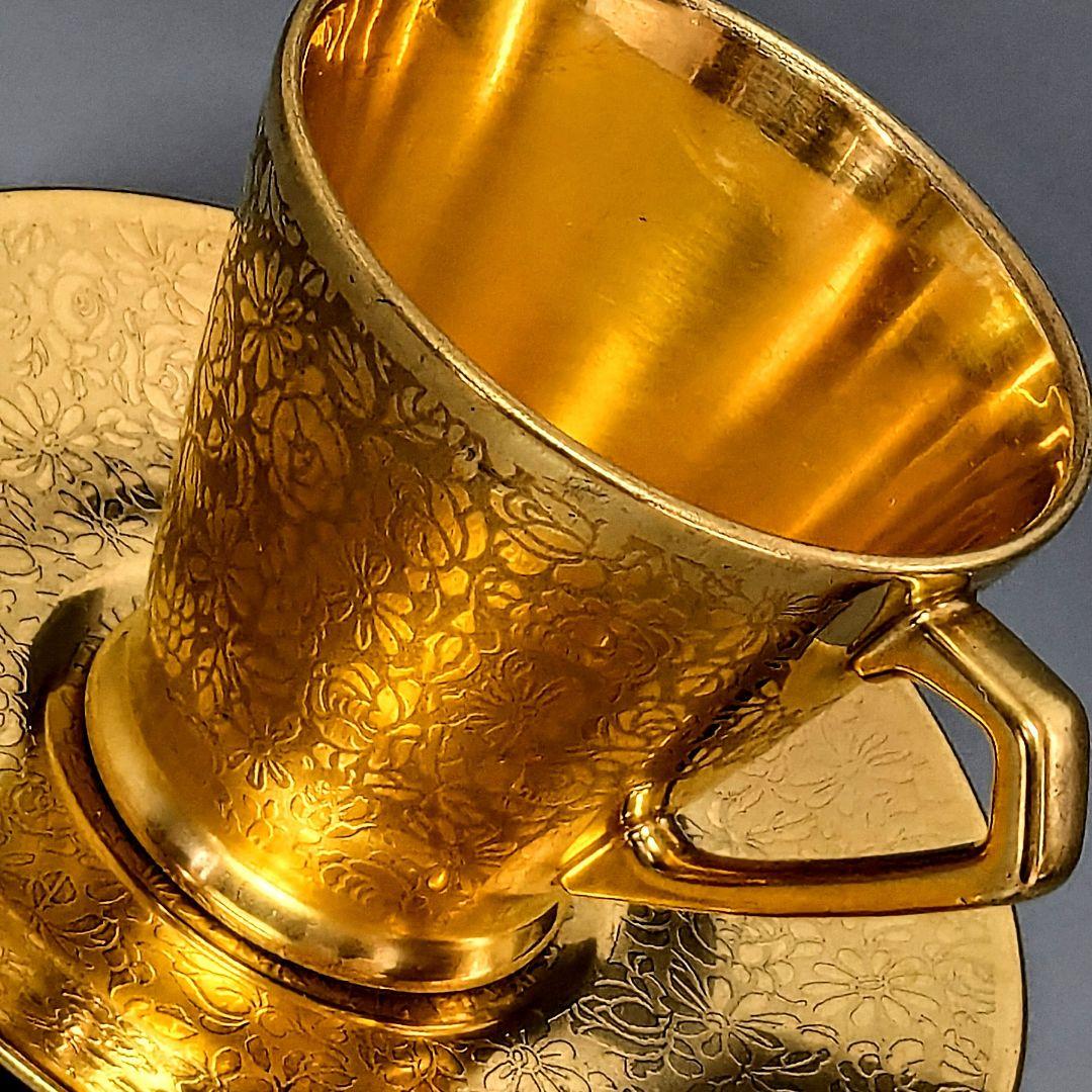 アンティークピッカード金彩エッチング クサラシ技法 華装飾紋様 カップ＆ソーサー