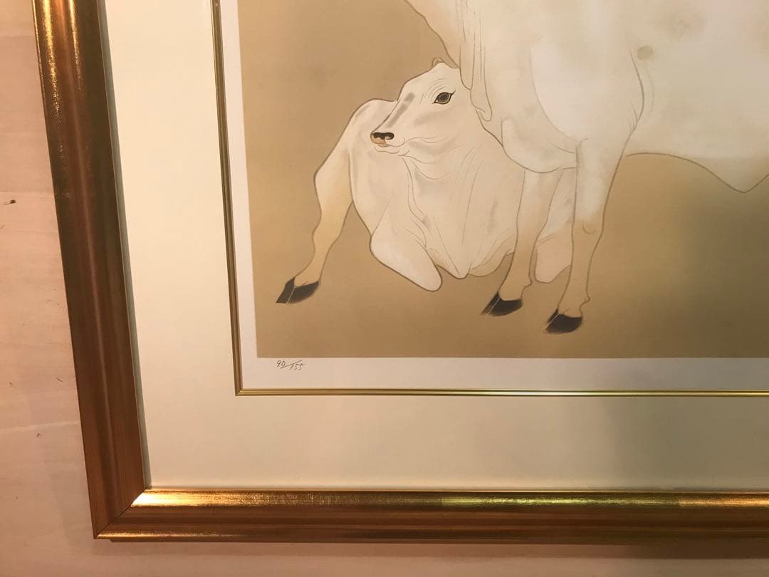 奥村土牛　「聖牛」　リトグラフ　落款・エディション・作品証明シール有り