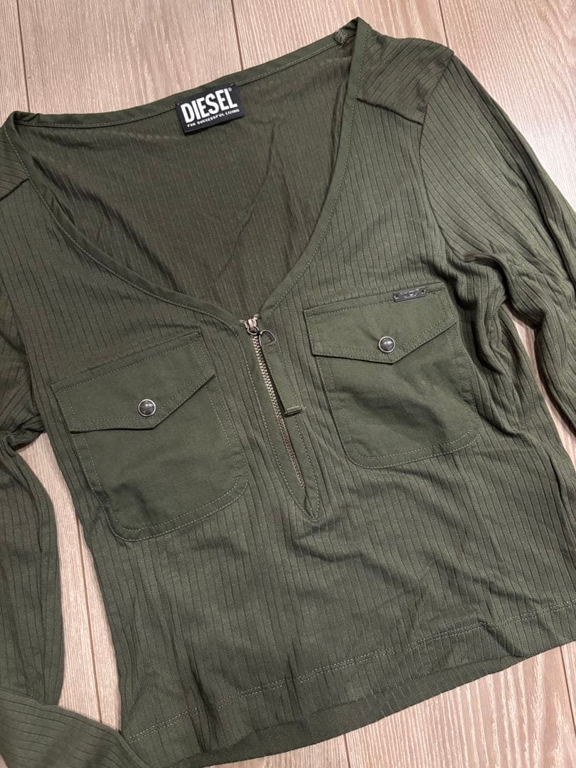 Diesel T-BORDIE-R オリーブグリーン 長袖カットソー Sサイズ