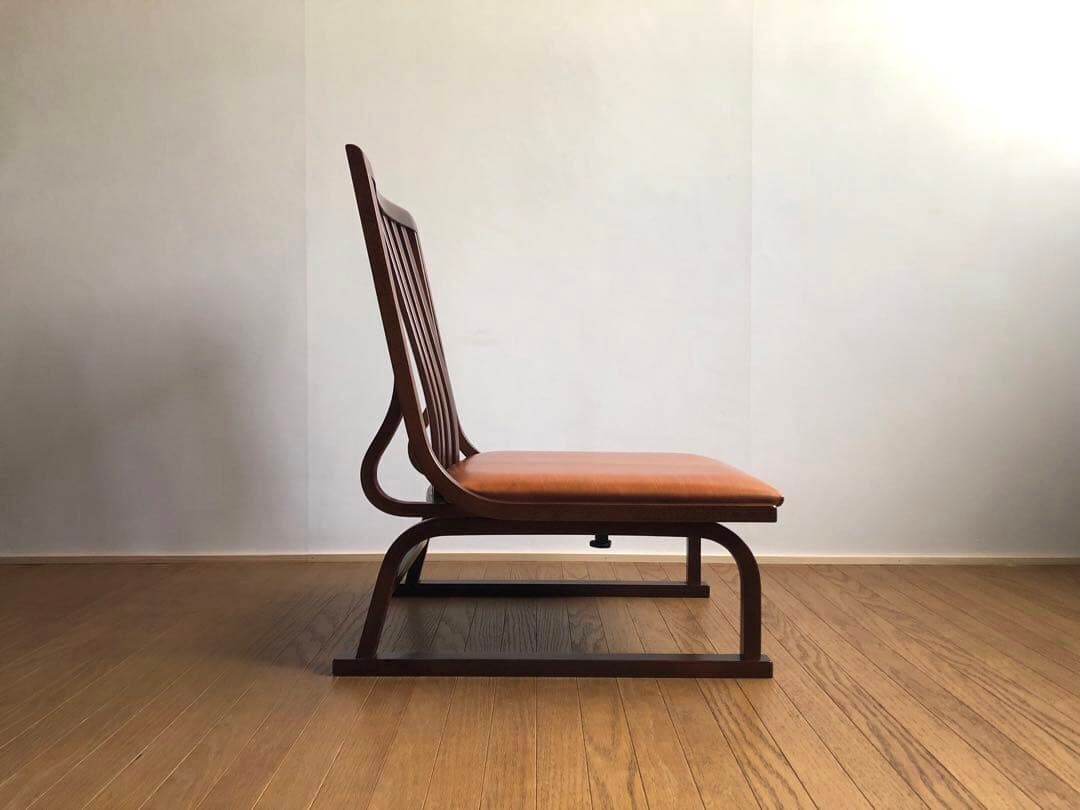 秋田木工社製 低座椅子 革張り ジャパニーズモダン ヴィンテージ 和家具 古民家