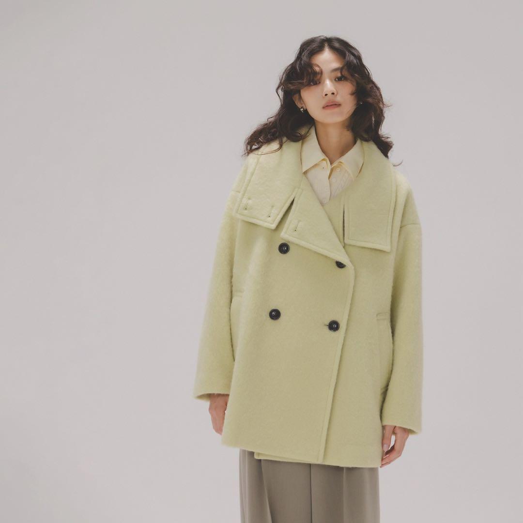 NATURAL BEAUTY BASIC スタンドネックシャギーミディコート S