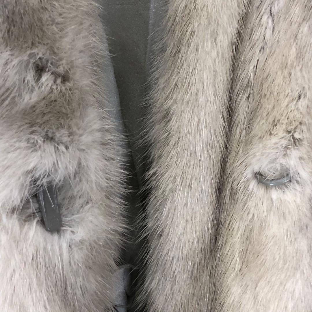 毛皮　ミンク感　グレー　ファーコート　高級感 R