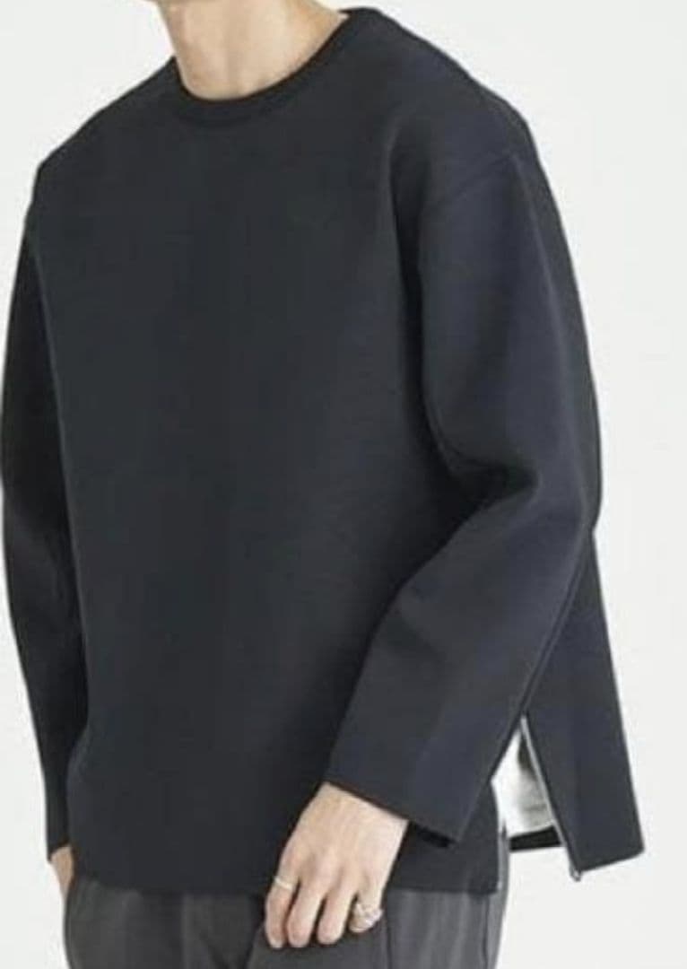 【美品】 ESTNATION ミラノリブサイドジップクルーネックニット