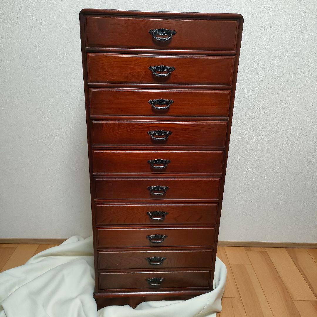 民芸家具 10段チェスト 木製 多段 引き出し 箪笥 収納 和モダン 昭和レトロ