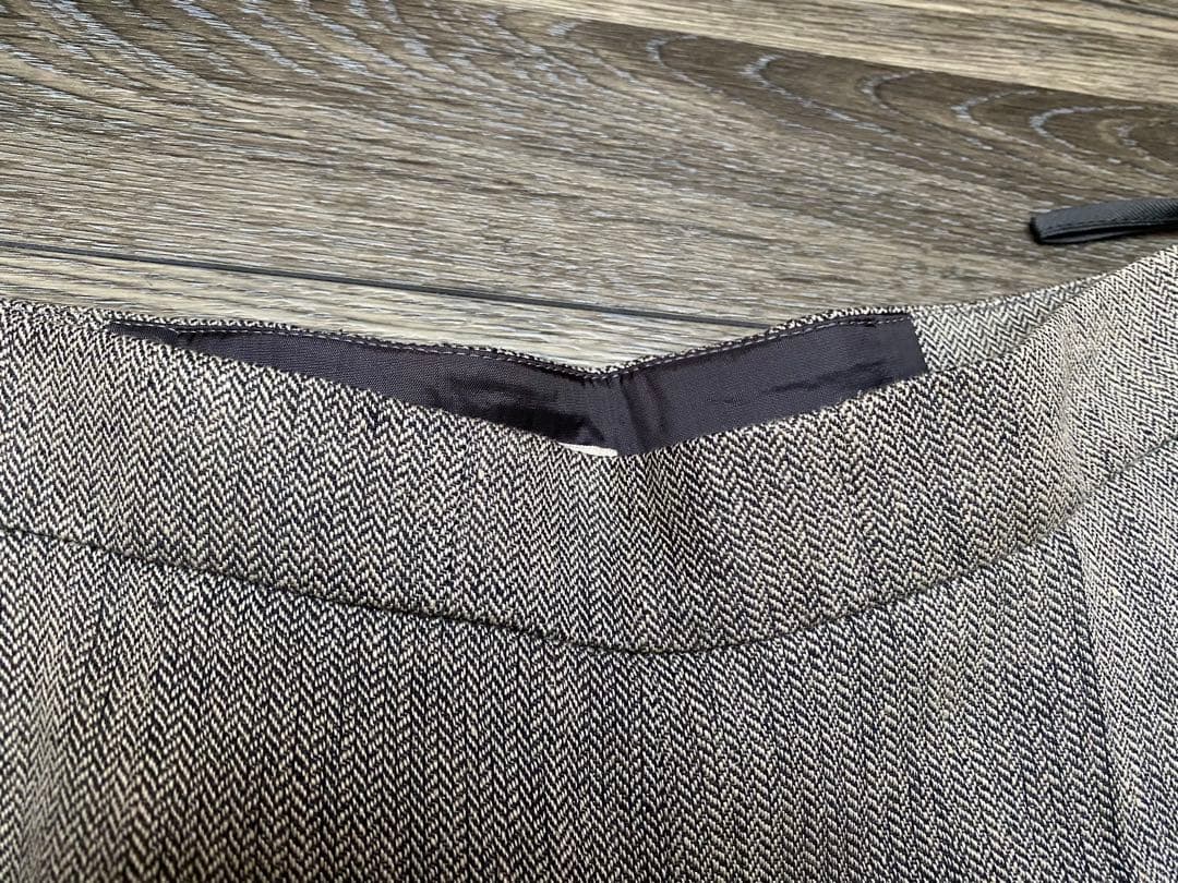 HERMES エルメス　皮モチーフ付　スラックス　パンツ　織り柄 XS