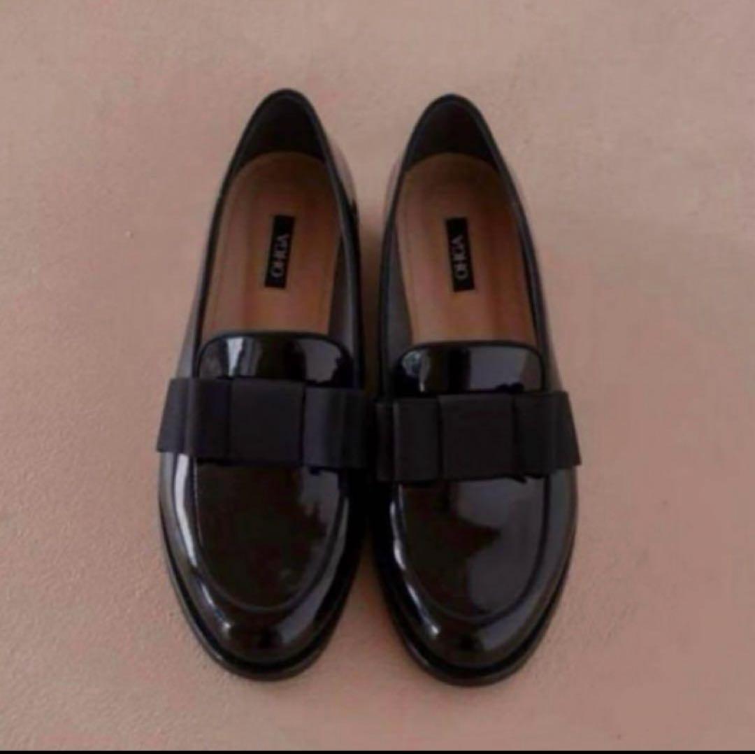 kae様OHGA オーガ リボンローファー 23.5cm ohga エナメル 黒