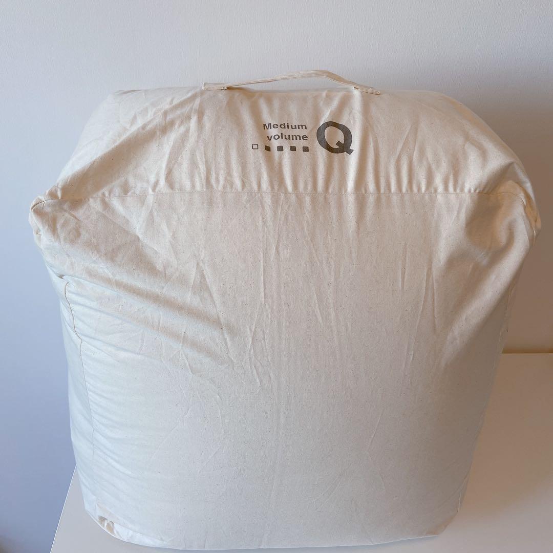 美品 グレー羽毛掛ふとん 一層式（立体キルトタイプ）／Ｑサイズ