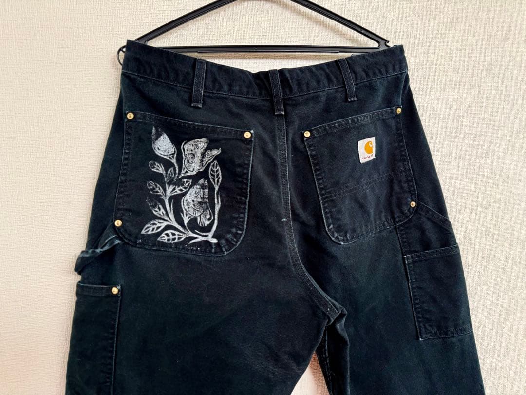 超スペシャル 33X32 W33 カーハート ダブルニー パンツ ブラック