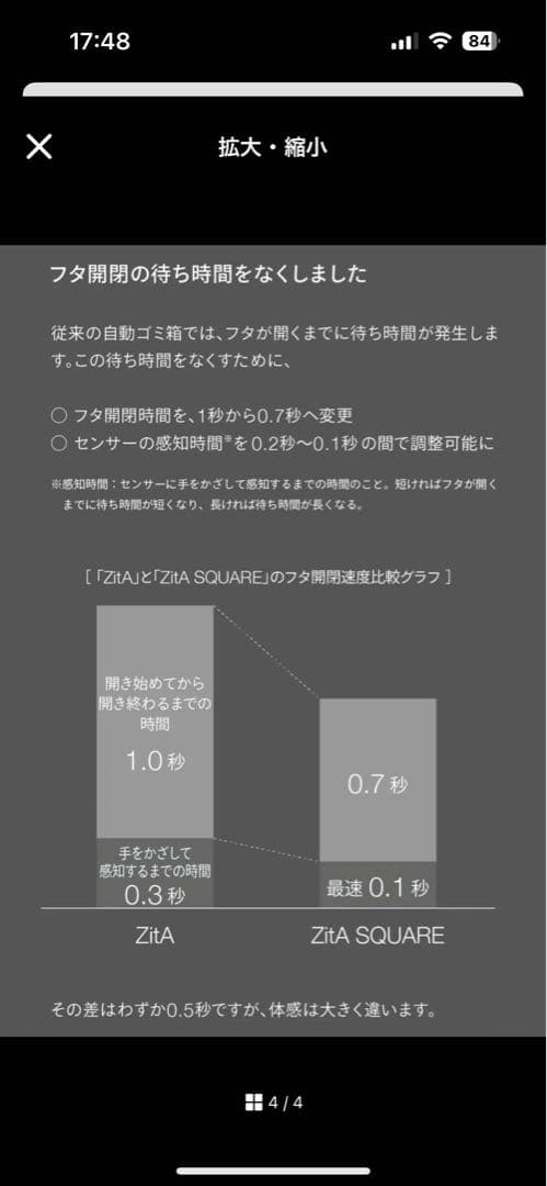 自動ゴミ箱　ZitA SQUARE（ジータスクエア）ブラック　キャスター付き