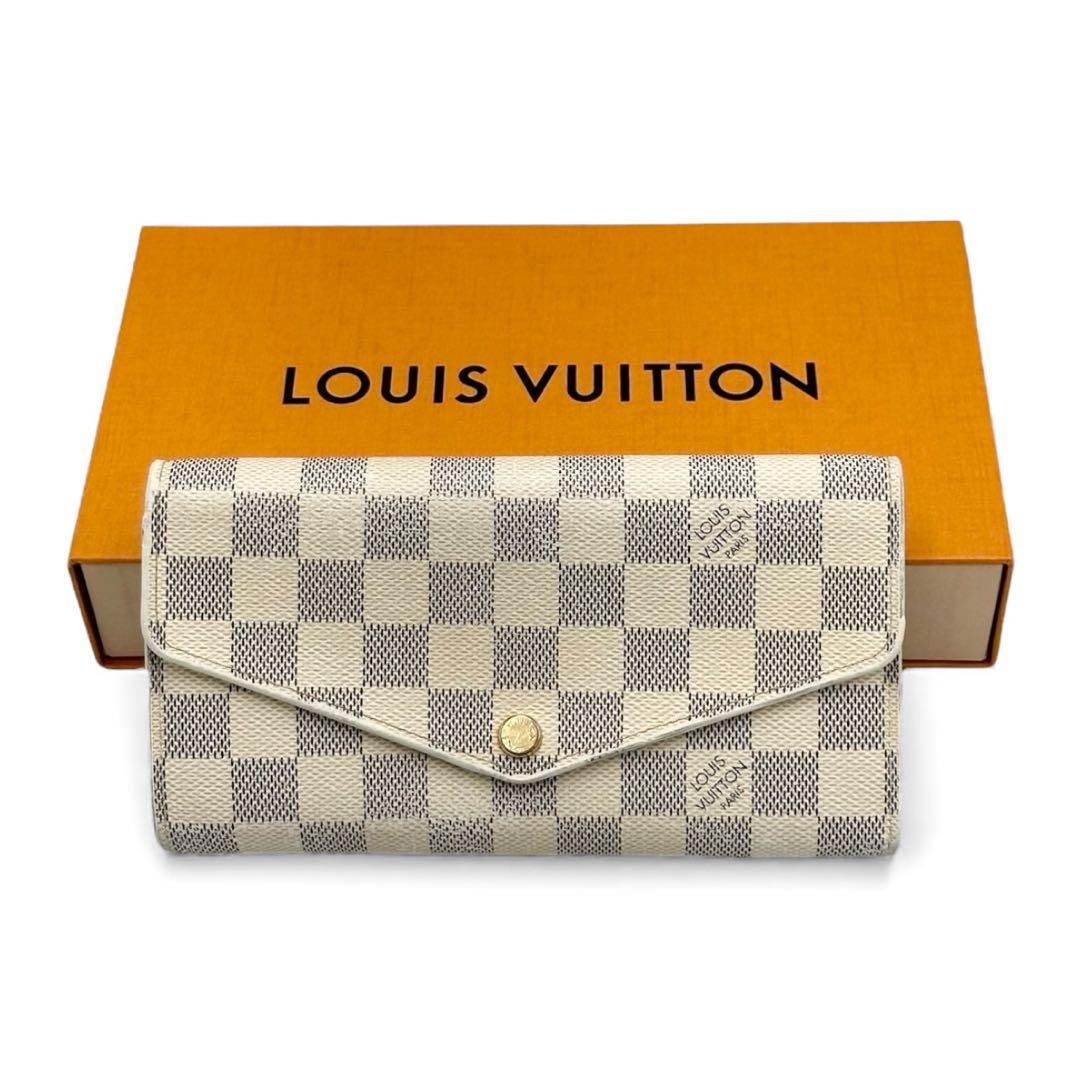 【極美品】ルイヴィトン 新型ポルトフォイユサラ 長財布 ダミエ アズール 白