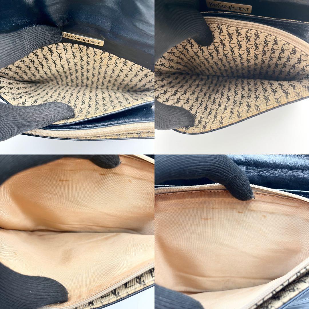 希少✨ サンローラン クラッチバッグ Vステッチ カサンドラ レザー ネイビー