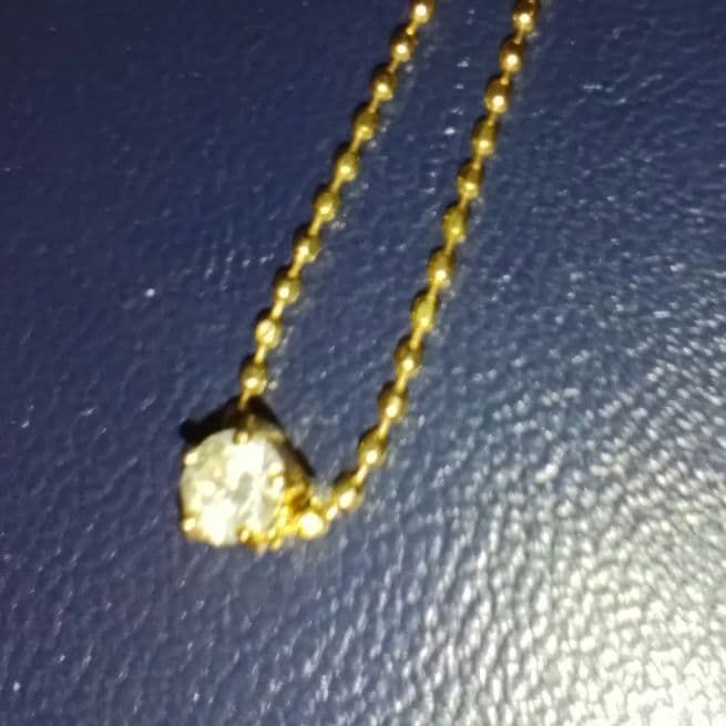 k18一粒ダイヤ0.09ctネックレス ボールチェーン