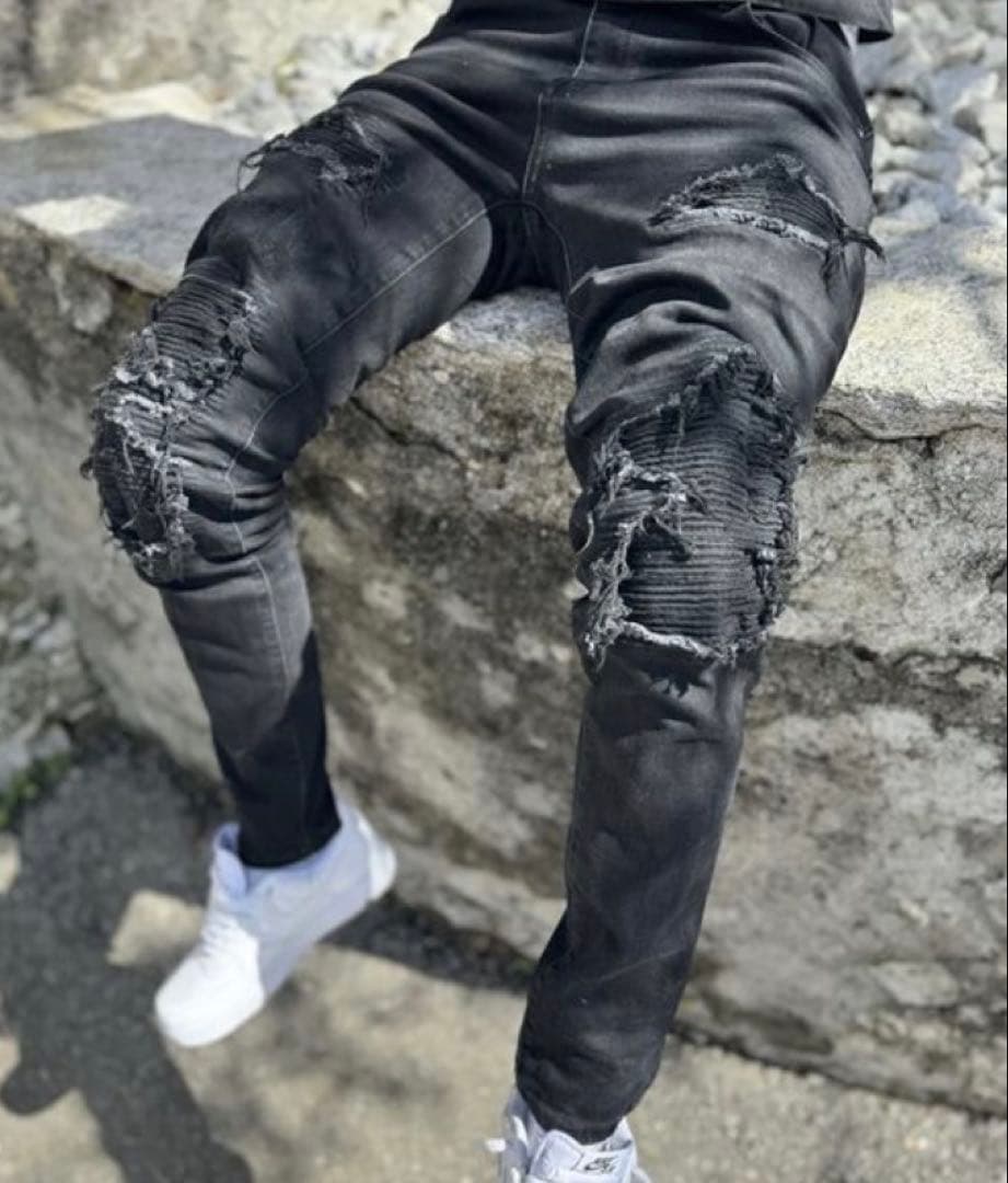 stwear UKドリル ダメージジーンズ