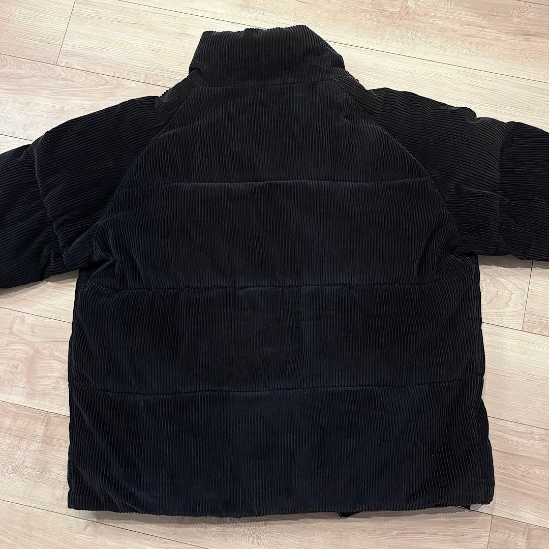 ZARA コーデュロイ ダウンジャケット パフジャケット ブラック XL メンズ