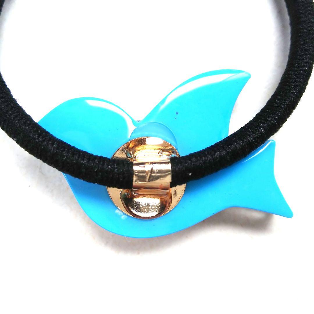 ヘアゴム レジン プルメリア型 マトリカリアとヒトデ カラフルマリン