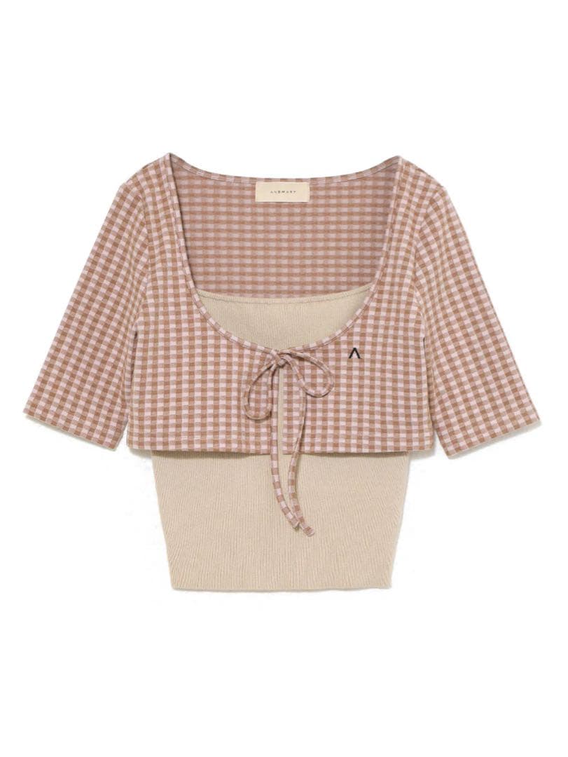 トップス andmary Ava gingham check tops / pink