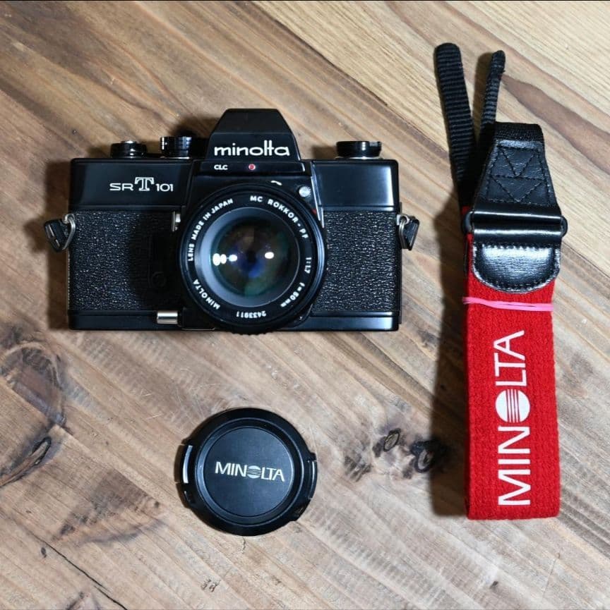 [美品] MINOLTA SRT101 フィルムカメラ レンズ付き 動作確認済み