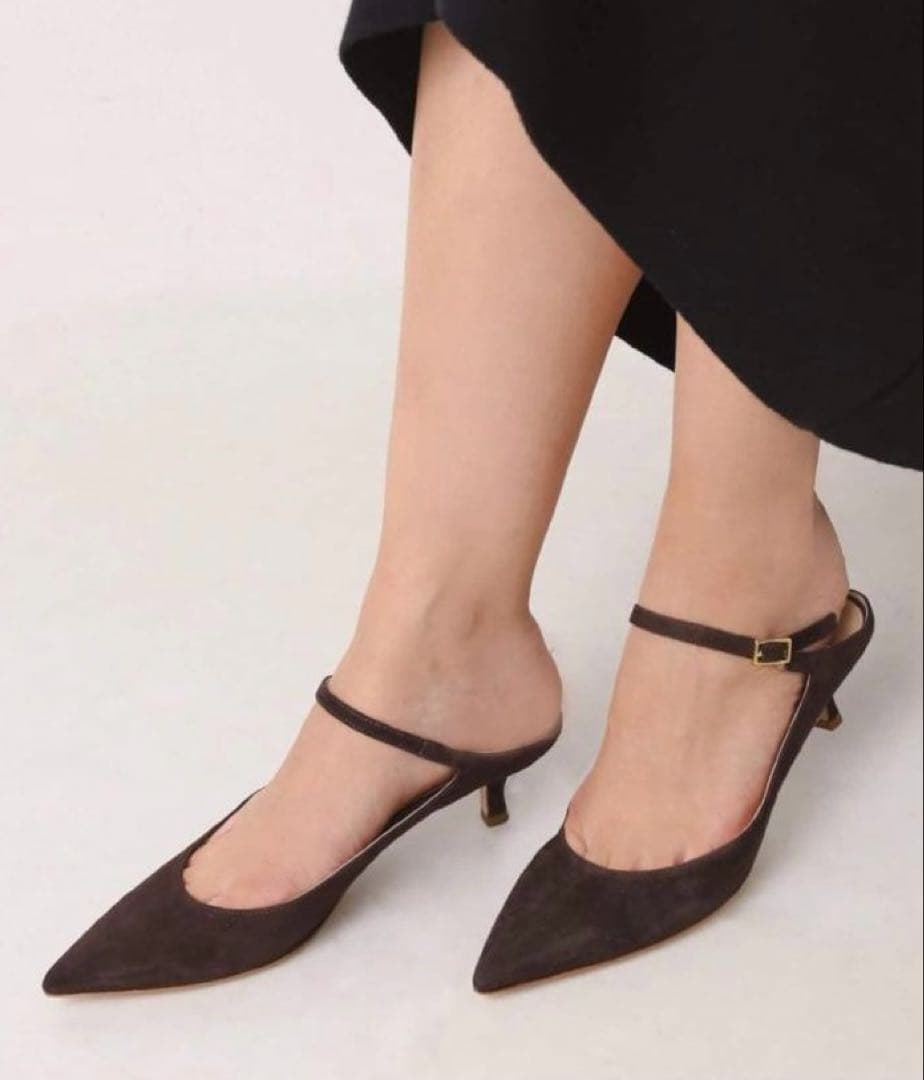 FABIO RUSCONI ブラウン ポインテッドトゥ　ミュール　パンプス37