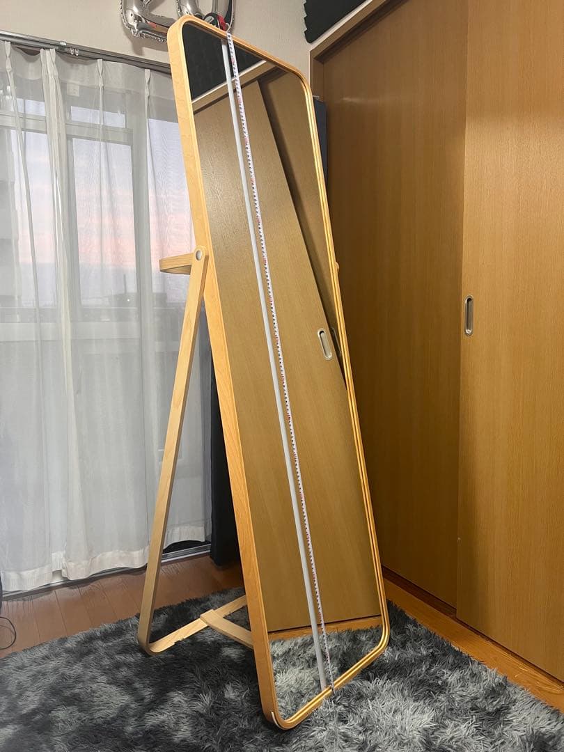 IKEA イケア IKORNNES スタンドミラー 全身鏡 アッシュ材