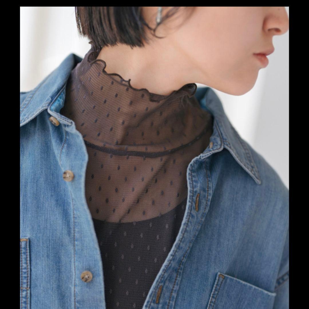 Spic＆Span　ドットチュールハイネックプルオーバー　ブラウン