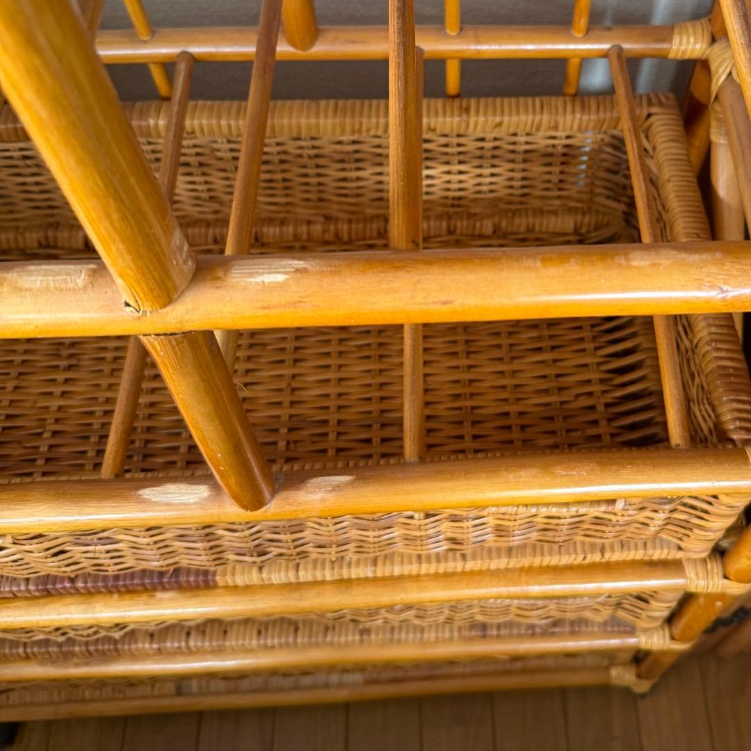 5段収納チェスト　キャスター付　天然素材　高さ約120cm　大型