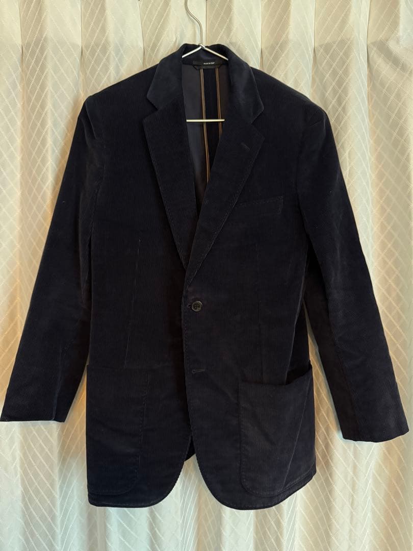 HERMES ネイビー コーデュロイ テーラードジャケット サイズ48 M〜L