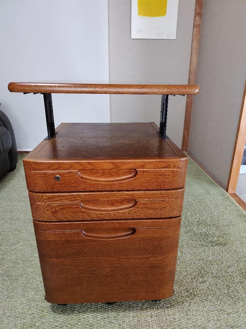 国産 浜本工芸 学習デスク昇降式 袖机２セット　 ①デスク本体