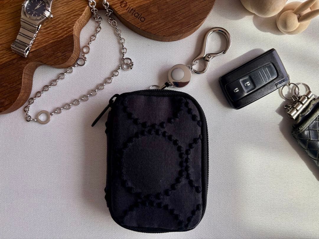 ★ぴよ吉【スマホショルダー／キーポーチ】タンバリン チャコール×ブラック