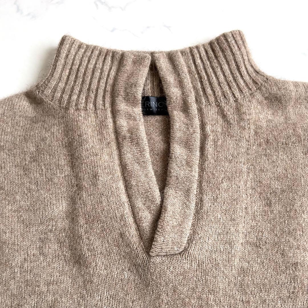 【美品】MERINO MINK スキッパー ニット メリノウール ポッサムファー