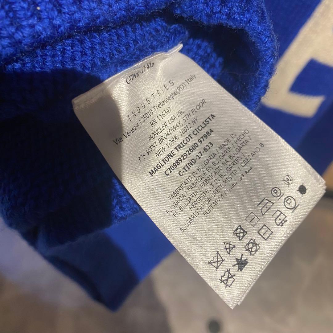モンクレール モックネック ニット ロゴ 青 XL セーター MAGLIONE