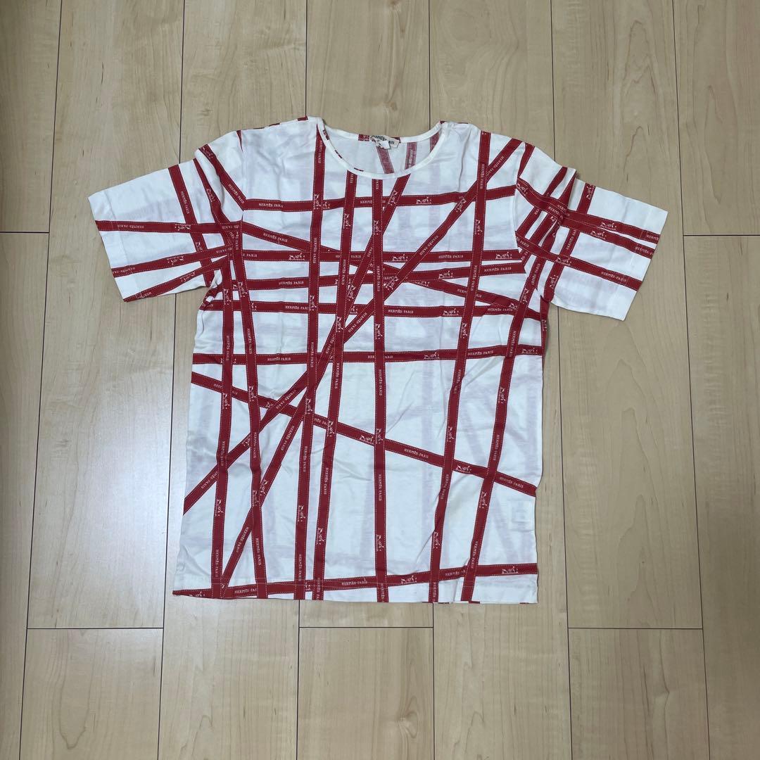 HERMES 赤いストライプ Tシャツ S