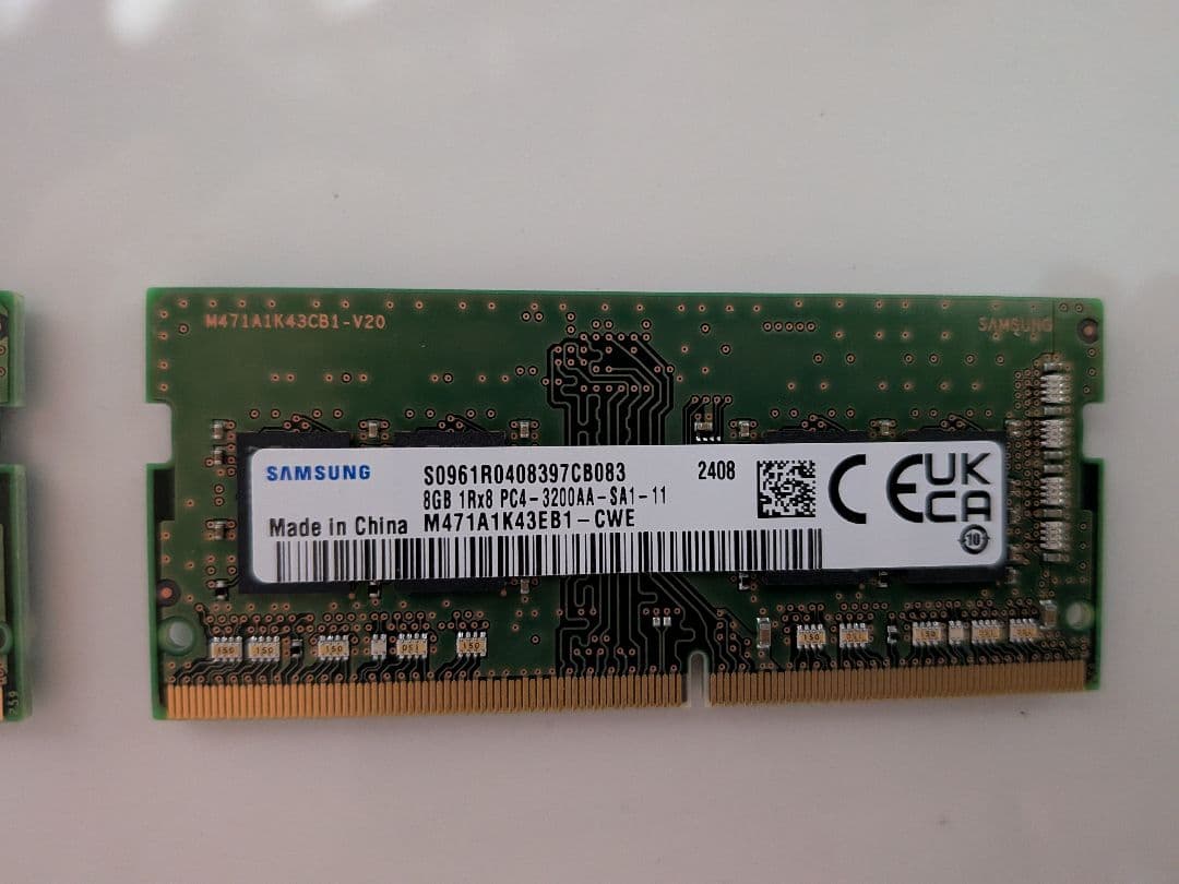 Samsung 8GB DDR4メモリ　3200AA 2枚
