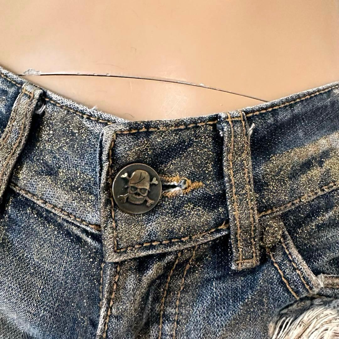 元祖【d.i.a.】サイドリングデニムショーパン ゴールドラメ 平成当時物