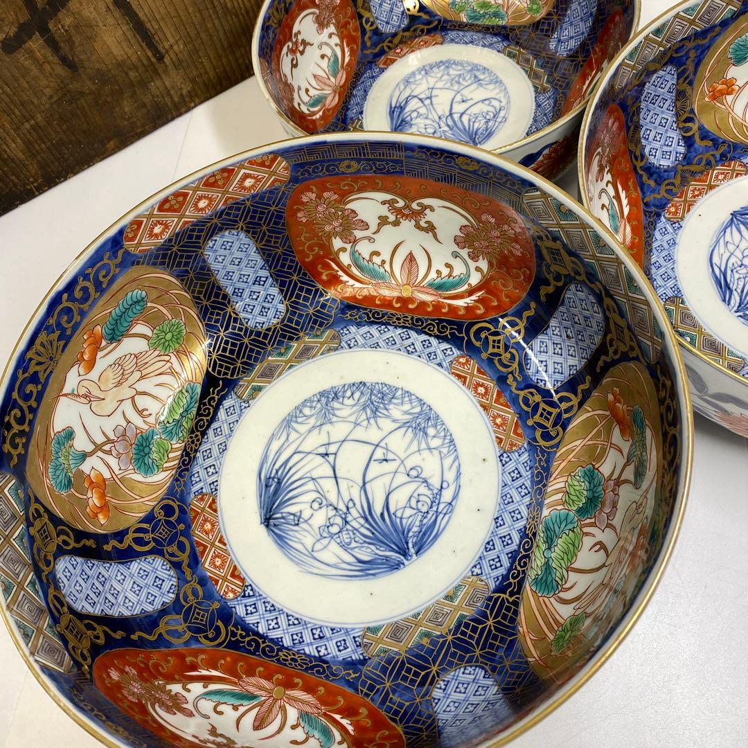 古伊万里　上手三ツ鉢　木箱付　東Y7-0217④トヒチサ