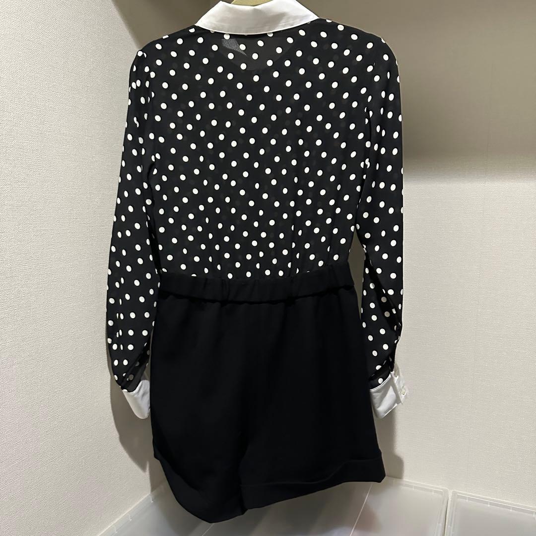 【ameri】シェリエshellerドットシャツオールインワン