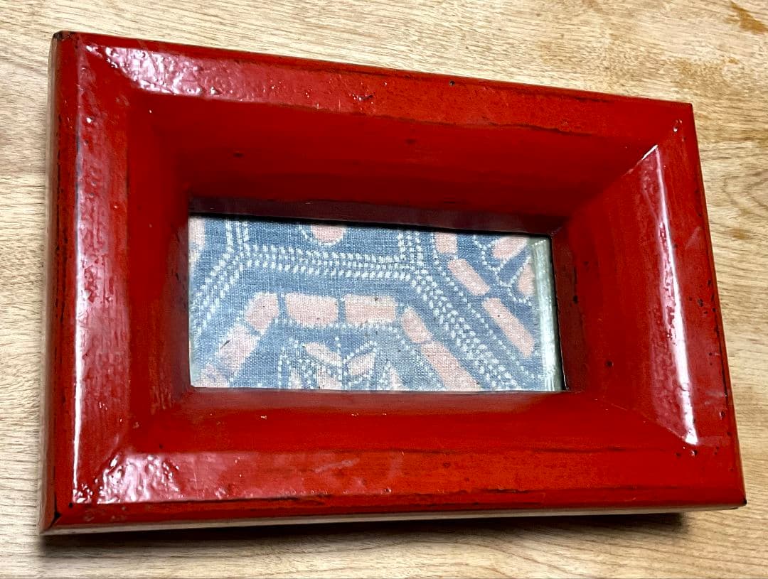 松崎融　朱漆塗　額縁　漆塗り　漆器