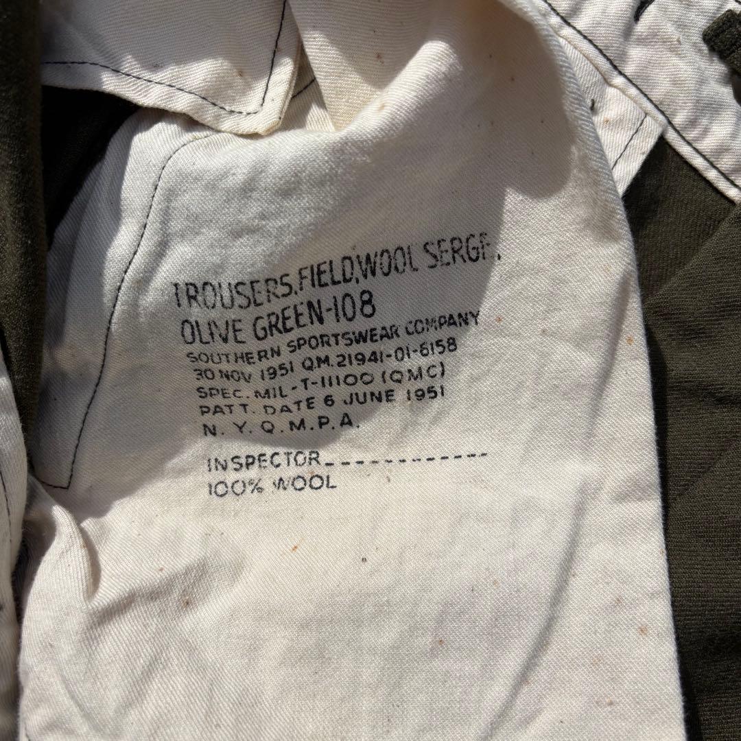 50s ウールワイドスラックス　m51 アメリカ軍　usa製　最初期　極太