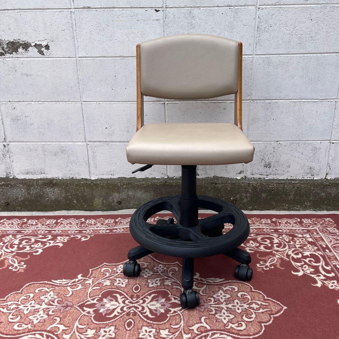浜本工芸 ◾️木製オーク材フレーム×本革レザー座面 キャスター付き デスクチェア