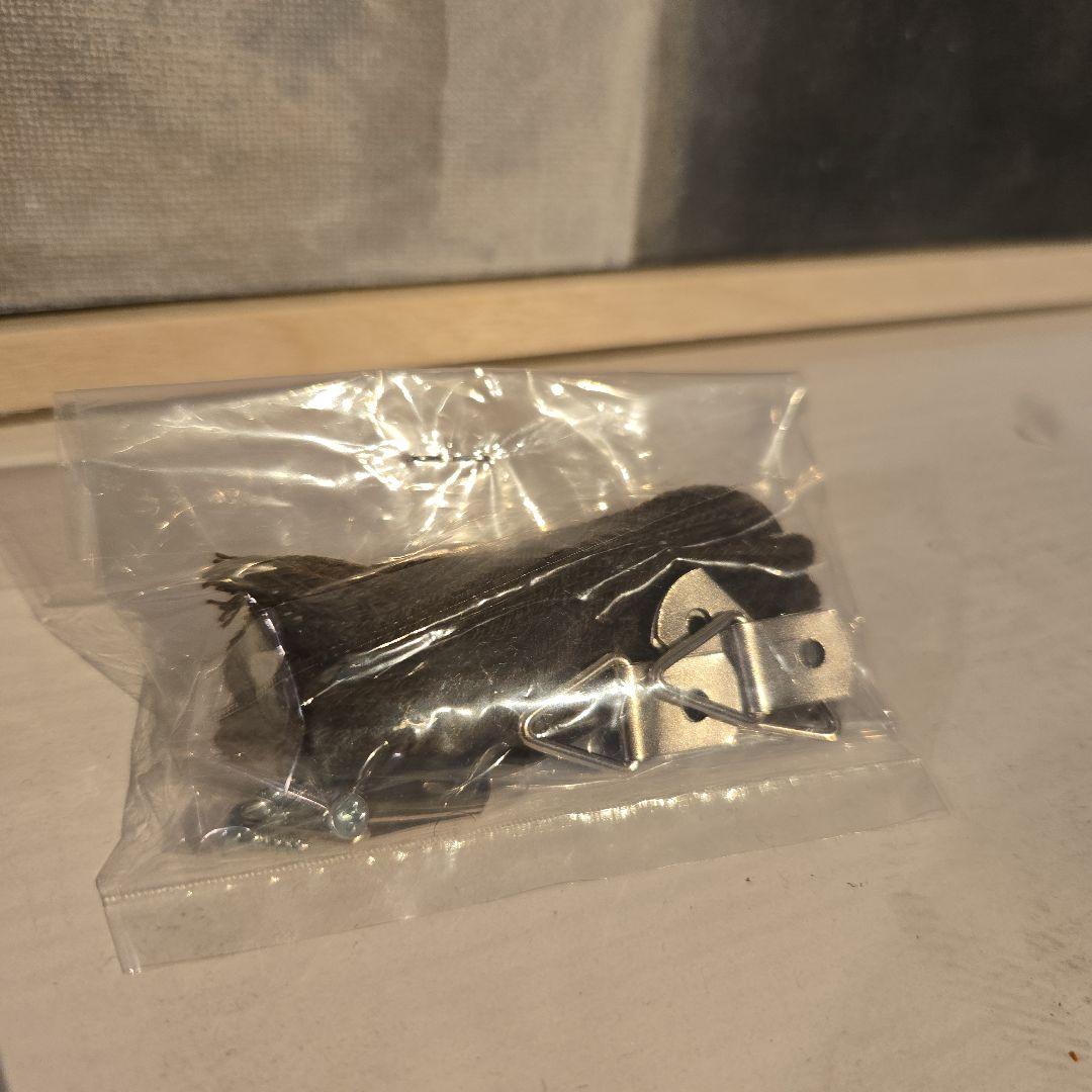 グレー ブルー ホワイト系抽象画 アクリル画 木製フレーム付き F4 サイズ