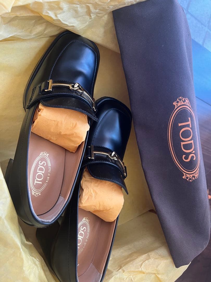 TOD'S 黒 ローファー 高ヒール ゴールド金具