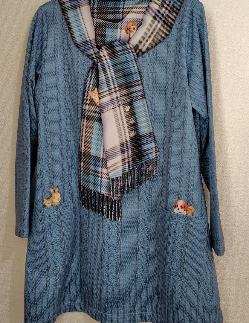 クニオコレクション 長袖チュニック M 青