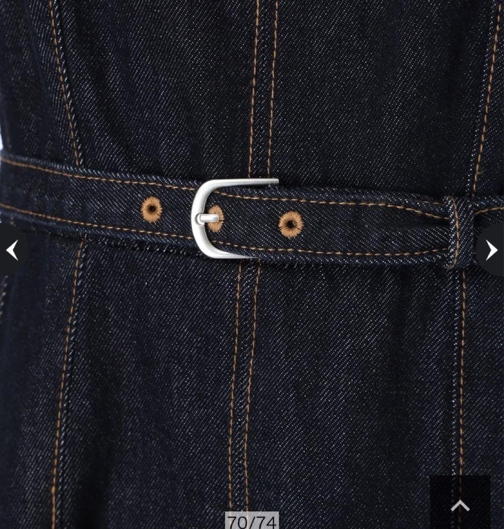 【新品】【セール中】アプワイザーリッシェ　ショルダーリボンデニムジャンスカ　紺S