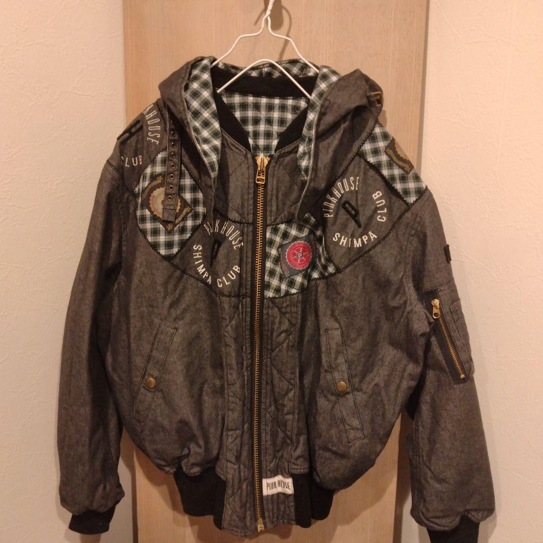 PINK HOUSE ブルゾン　中綿　デニム地　パッチワーク　ワッペン