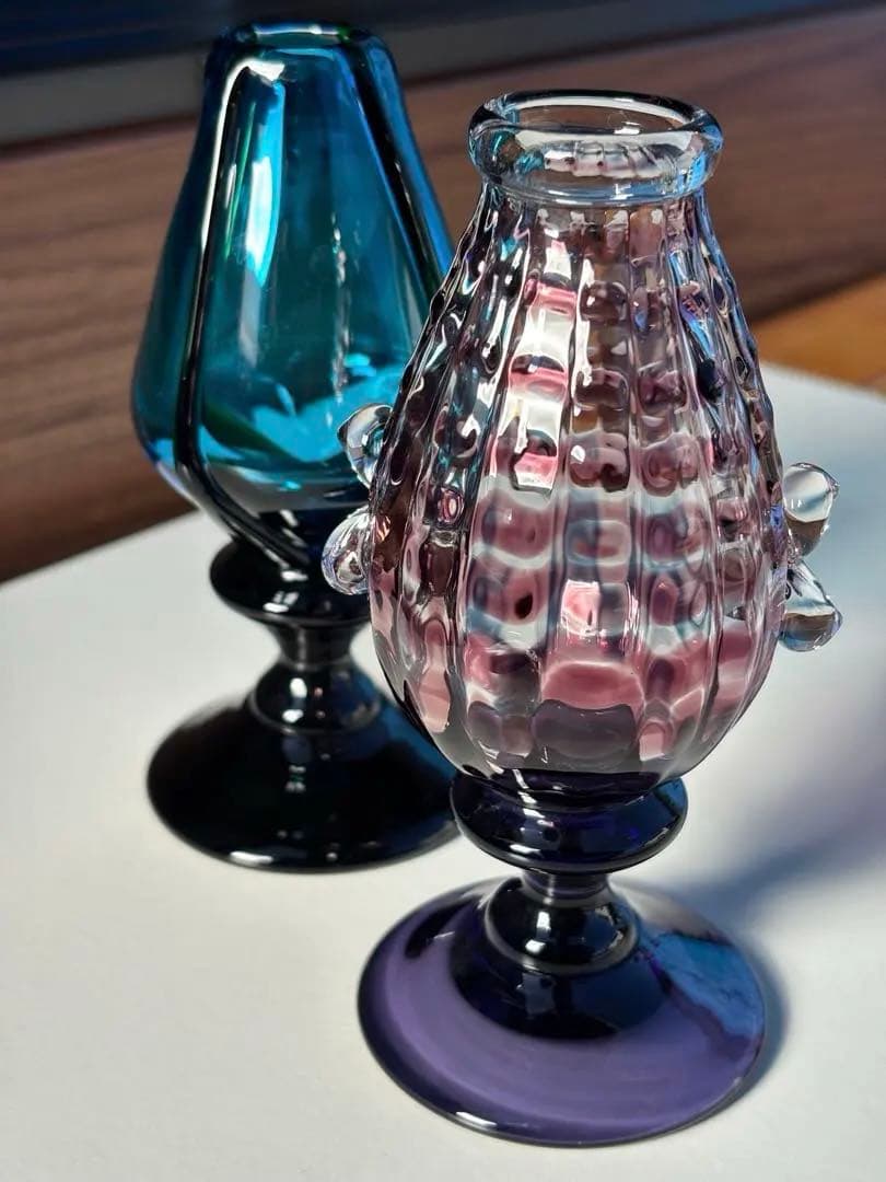 舩木倭帆　吹きガラス　作品展 一輪挿し　花瓶　2個セット