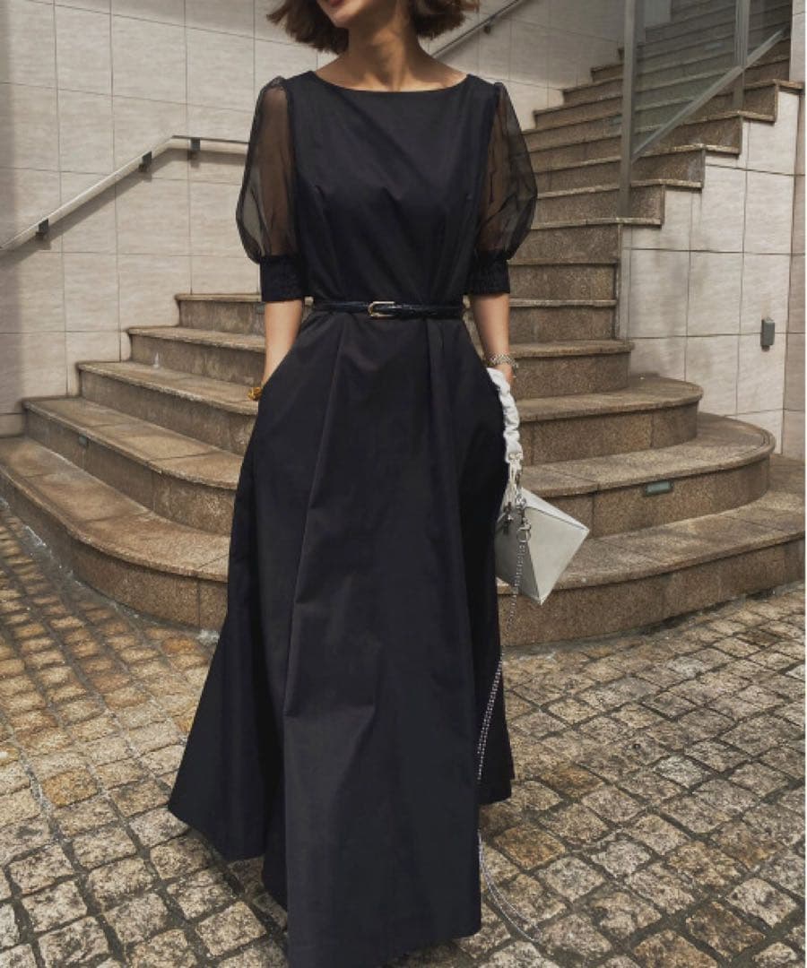 スーツ・フォーマル・ドレス ameri vintage SHEER PUFF SLEEVE DRESS