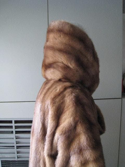 大きな襟裏表ミンク　フード付きミンクコート　ヴィンテージ　1950年代　英国