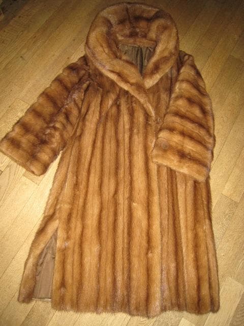 大きな襟裏表ミンク　フード付きミンクコート　ヴィンテージ　1950年代　英国