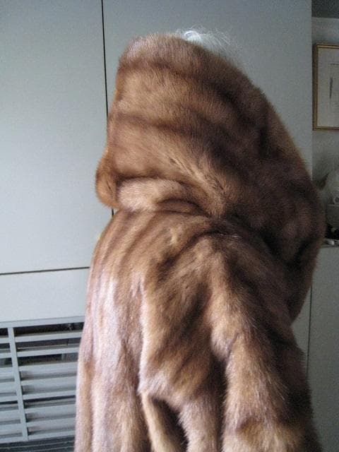 大きな襟裏表ミンク　フード付きミンクコート　ヴィンテージ　1950年代　英国