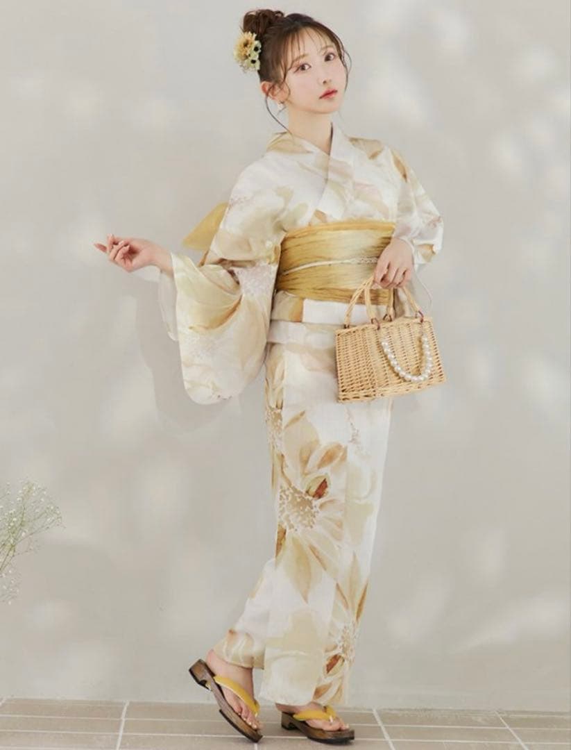 JEWELS sugar nine 水彩イエローフラワー浴衣